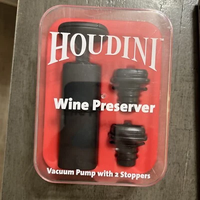 Bomba de vacío HOUDINI Wine Conserver con 2 tapones negra NUEVA Foto 1 de 2