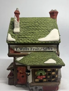 Vintage Dept 56 Dickens’ Village Series #5924-2 T. Wells Fruit And Spice Shop - Picture 1 of 8