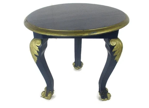 Vintage Round Hand Carved Wood Coffee Side Table Louis XV Philippe Ornate Lion L Cover