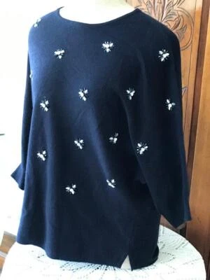 Suéter 100 % cachemir para damas ~ Neiman Marcus adornado con diamantes de imitación ~ nuevo sin etiquetas Foto 1 de 4