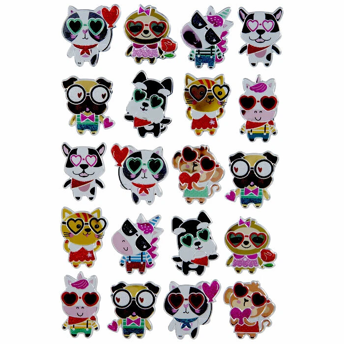 Día de San Valentín Animales Amigos Lámina Pegatinas Papercraft Planificador Artesanías Perro Gato Foto 1 de 1