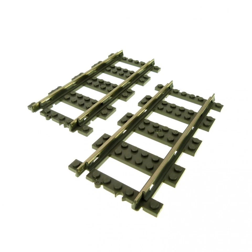 2x Lego Riel Eléctrico Metal 9V Recto Gris Viejo Oscuro Tren Ferrocarril 2865c01 Foto 1 de 1