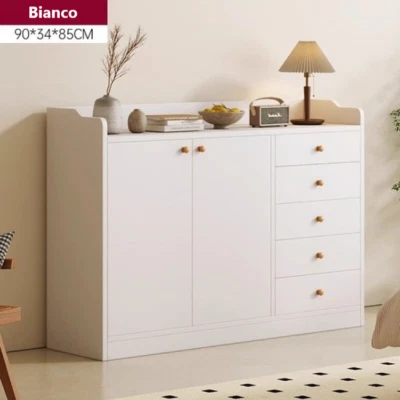 Credenza Cucina, Comò in bianco,Madia per salotto con 5 Cassetti e 2 Ante Bianco - Image 1 of 4