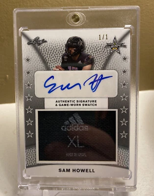 Sam Howell 2019 Leaf All American Bowl #1/1 XL TAG PATCH AUTO UNC COMMANDERS - Image 1 of 2