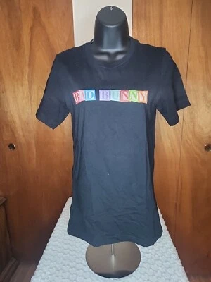 Camiseta de lona para mujer negra Bad Bunny talla XS informal cómoda logotipo música concierto Foto 1 de 4