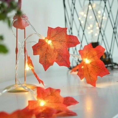 118 IN 20LED Maple Leaves String Lights Garland Decoration Flash Lamp Indoor - Image 1 of 4