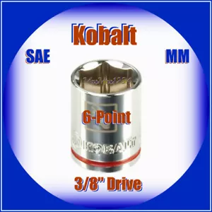 KOBALT 3/8" Drive Shallow Socket - 6 Point - SAE Inch Metric MM - Any Size - NEW - Picture 1 of 32