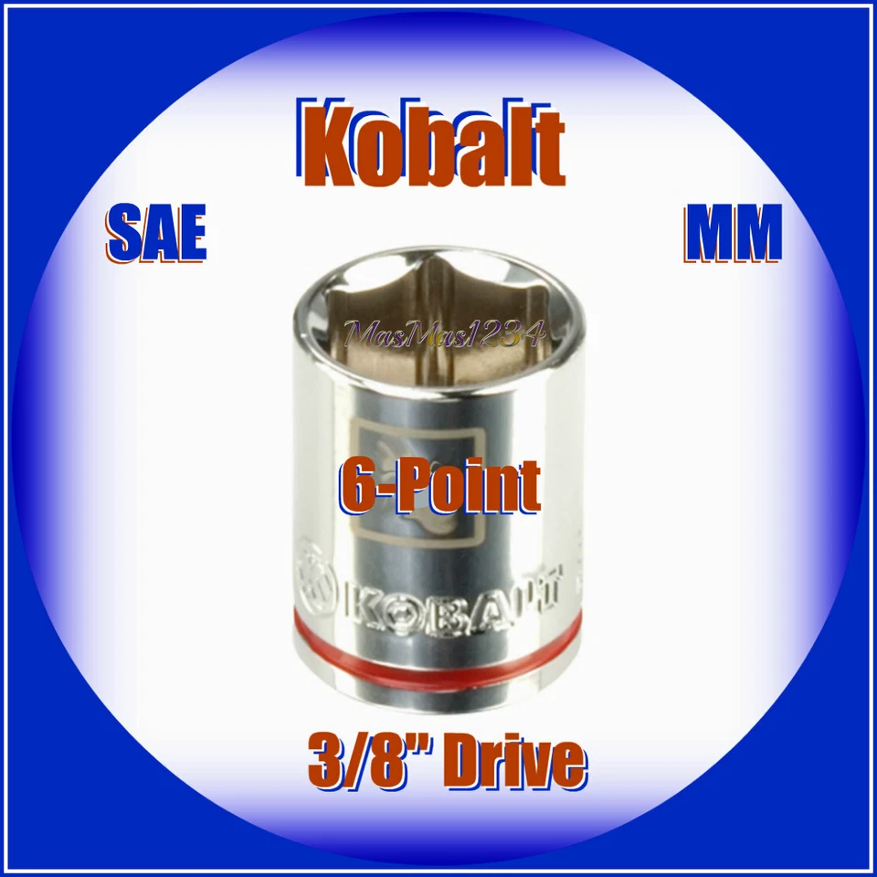 KOBALT 3/8" Drive Shallow Socket - 6 Point - SAE Inch Metric MM - Any Size - NEW - Image 1 of 1
