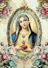 Mary Sacred Heart & Roses Designer Cotton Fabric Quilt Block Multi-size