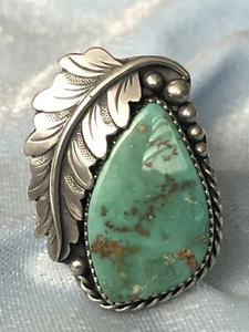Classic Southwestern Handcrafted Natural Nevada Turquoise Ring Sterling, Sz 6.75 - Picture 1 of 4
