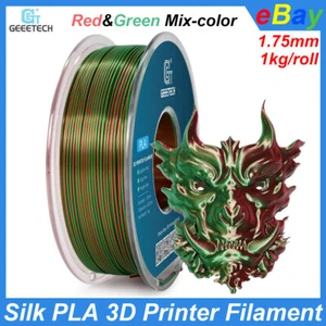 Geeetech Silk PLA 3D Printer Filament 1kg 1.75mm Silk Green&Red Dual Mix-Color - Picture 1 of 10
