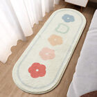 Floral Soft Oval Bedside Rug Entrance Absorbent Mat Anti-Slip Doormat Home Decor