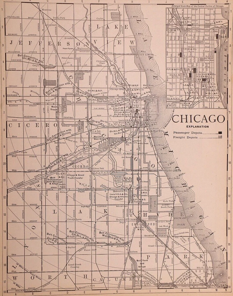 1896 Map ~ CHICAGO, ILLINOIS ~ (11x13)Free S&H-#064 - Image 1 of 1