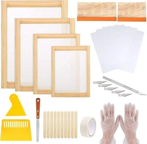 42 PCS Screen Printing Kit, 4 Different Size of Wood Silk Screen Printing Frame - Picture 1 of 7