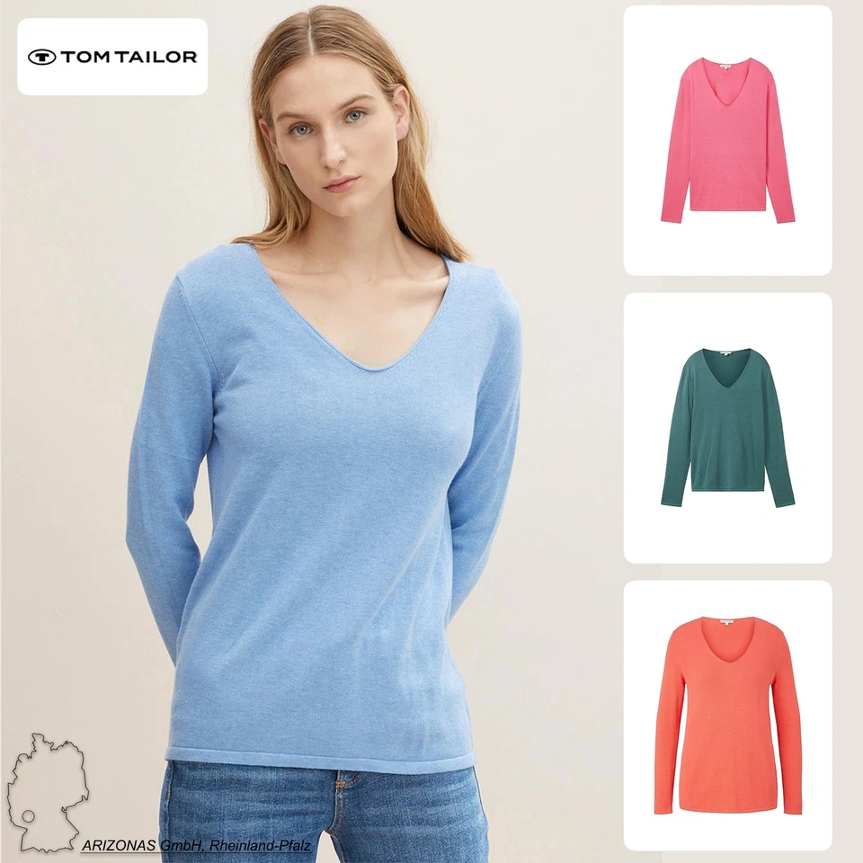 Pullover fino tejido básico cuello en V TOM TAILOR mujer Foto 1 de 1