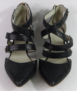 Women's Plomo Blue Animal Skin Leather Strappy Wedges Sz. 37/6.5 - Picture 1 of 7