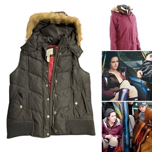 HERITAGE Forever 21 Black & Maroon Puffer Hooded Vest L ASO BELLA SWAN Alt Color - Picture 1 of 8