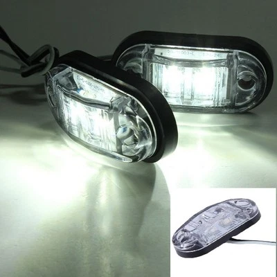 2 X 12v Blanc Smd 2 Led Feux De Gabarit Pour Camion Remorque Caravane Chassis - Photo 1/4