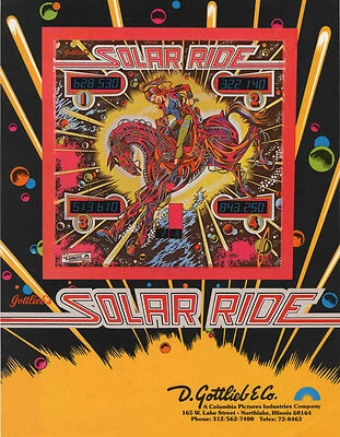 1979 GOTTLIEB SOLAR RIDE PINBALL FLYER - Image 1 of 2