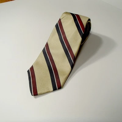 Corbata de seda hecha a mano Kuppeheimer vintage (años 70), tostada con rayas diagonales rojo-azul Foto 1 de 4