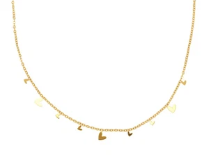 Necklace Dainty Sketched Hearts Gold Plated Waterproof NEW & SEALED - Picture 1 of 2