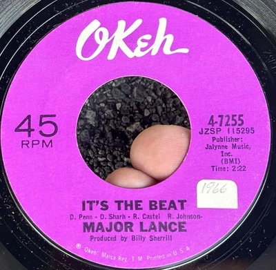 RARE Chicago Northern Soul 45 MAJOR LANCE It’s That Beat OKEH LARGE 45 FONT EX* Foto 1 de 4