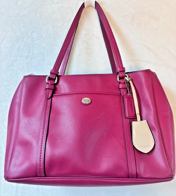 Bolso de Mano Coach Mujer Cuero Auténtico Rosa Vino Rojo H1381-F25669 3 Secciones Foto 1 de 4