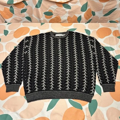 Suéter De Colección Jhane Barnes Para Hombre XXL 2XL Negro Gris Geométrico Lana Nylon Mezcla Foto 1 de 4