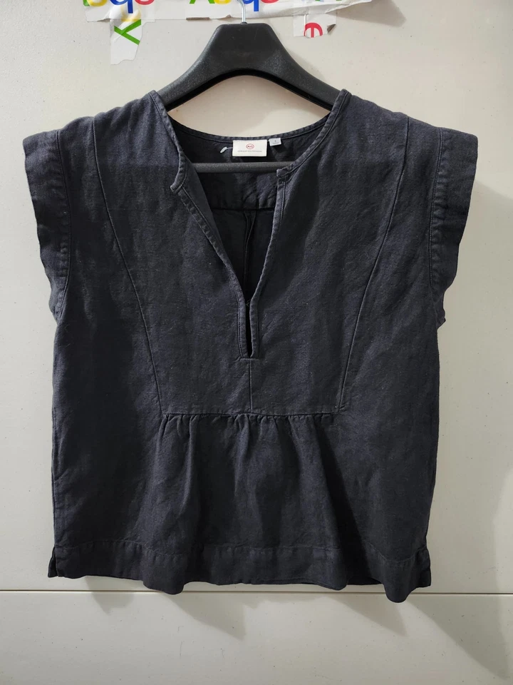 Top AG Adriano Goldschmied para mujer S Trista sin mangas ancho cuadrado mezcla de lino boho Foto 1 de 4