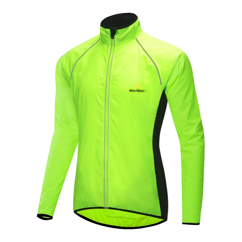 WOSAWE Mens Cycling Jersey Long Sleeves Waterproof Wind Reflective MTB Bike Coat - Image 1 of 4