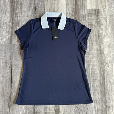 NWT Women's Oakley Enjoy Basic Golf Polo  Collared Size Large Navy Blue Stretch - Image 1 of 4