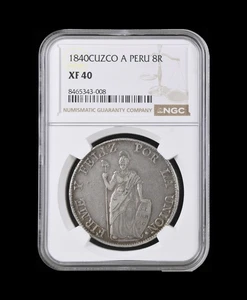 PERÚ 1840 CUZCO PLATA COMO NUEVA 8 REALES - NGC XF40 - Imagen 1 de 2