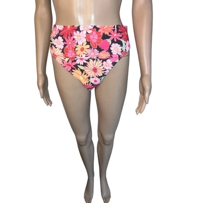 Wild fable mujer XS estampado floral acanalado cintura alta pierna descarado bikini parte inferior NUEVO Foto 1 de 4