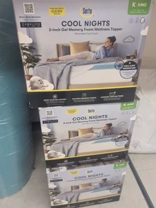 King Serta 3" Cool Nights Gel Memory Foam Mattress Topper with Washable Cover - Picture 1 of 2