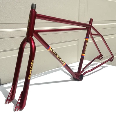 Champion BMX 3-Bar 26" Cruiser Frame Set Candy Red Old School 1982 100% U.S Made - Image 1 of 4