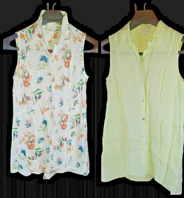 Две любви льняной размер XS туника топы J Jill без рукавов кнопка спереди цветочный твердого богемное - Изображение 1 из 4