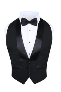 S.H. Churchill & Co. Men's Classic Formal 100% Wool Black Backless Tuxedo Ves... - Picture 1 of 5