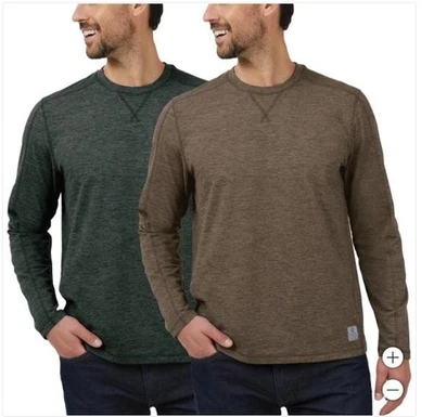 Paquete de 2 camisetas Rugged Elements para hombre verde marrón mangas largas cuello redondo elásticas Foto 1 de 2