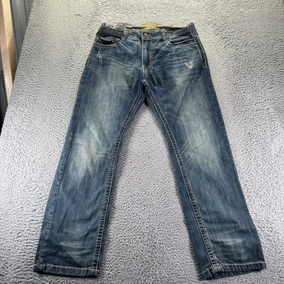 Pantalones de mezclilla holgados relajados de algodón lavado oscuro azul 36x32 Smoke Rise para hombre Foto 1 de 4