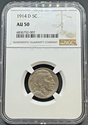 1914-D BUFFALO NICKEL NGC AU50 11EDB25 - Image 1 of 4