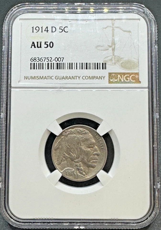 1914-D BUFFALO NICKEL NGC AU50 11EDB25 - Image 1 of 4