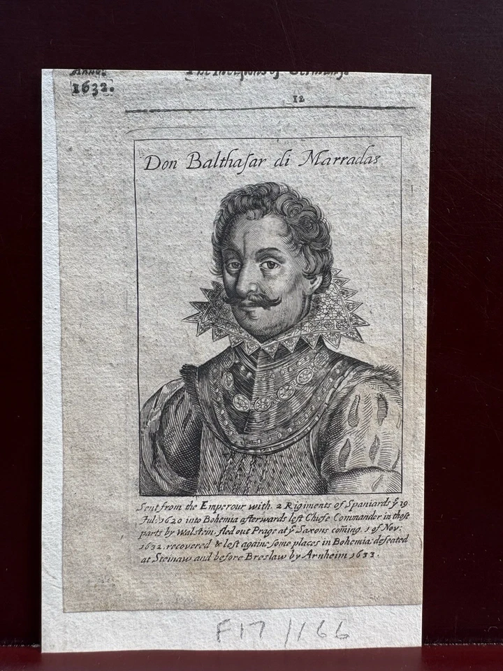 Gravura antiga – Don Balthasar di Marradas, geral espanhol-habsburgo – - Imagem 1 de 1
