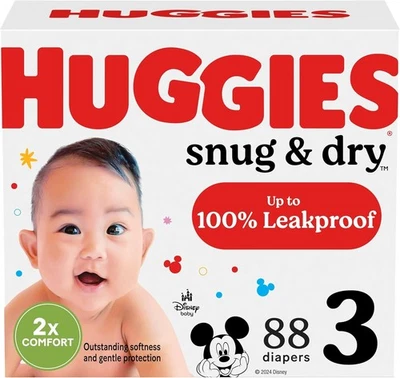 Pañales desechables para bebé Huggies cómodos y secos - Talla 3 - 88 unidades Foto 1 de 4