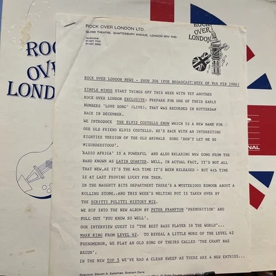 Rock Over London L306 Graham Dene Broadcast Radio 2/9/1986 simple minds, etc - Image 1 of 4