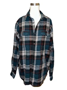 Camisa con botones de franela a cuadros de invierno George para hombre talla L - Imagen 1 de 9