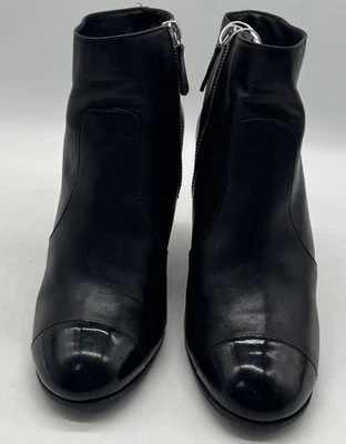 Botín Chanel RE-SOLED Cuero Negro Logo CC Cuña Cremallera talla 37/US6 Foto 1 de 4