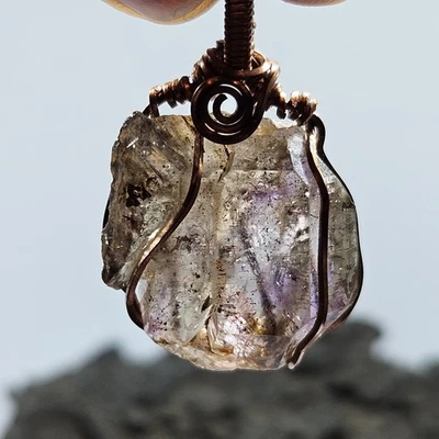 Colgante Trekntreasures Hecho a Mano #404 Shangaan Amatista Cobre Envuelto en Alambre Piedra Foto 1 de 4