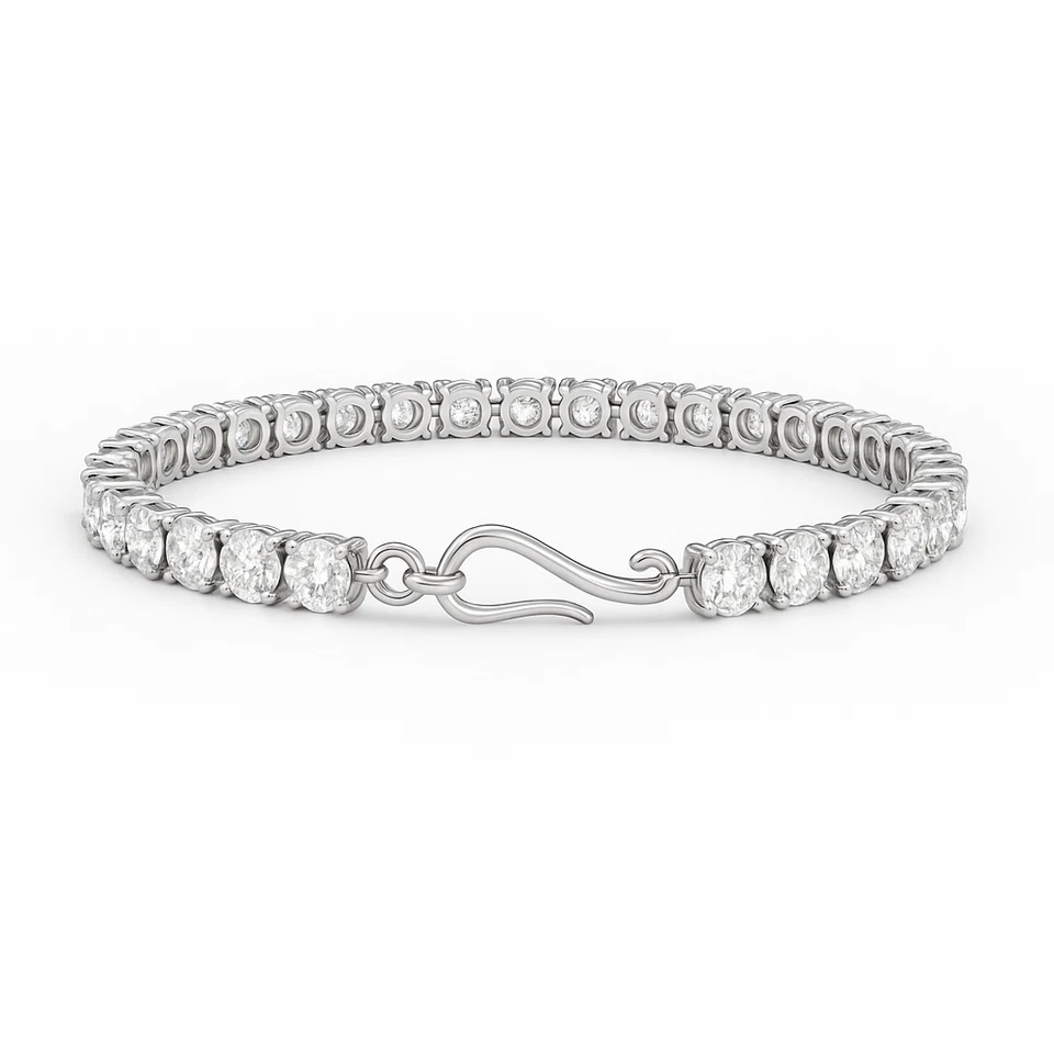 Brazalete de diamantes naturales tratados de 7,00 quilates de oro blanco de 14 quilates certificado Foto 1 de 1