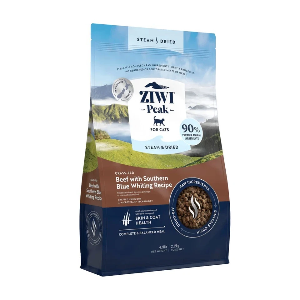 Ziwi Peak Steam & Dried Katzenfutter Rind & Southern Blue Whiting 2,2 kg Trocken - Bild 1 von 2