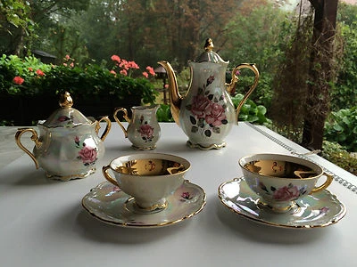 BAVARIA 1, Kaffeeservice für 2 Personen, Rosen und Gold | coffee set for 2 - Bild 1 von 4